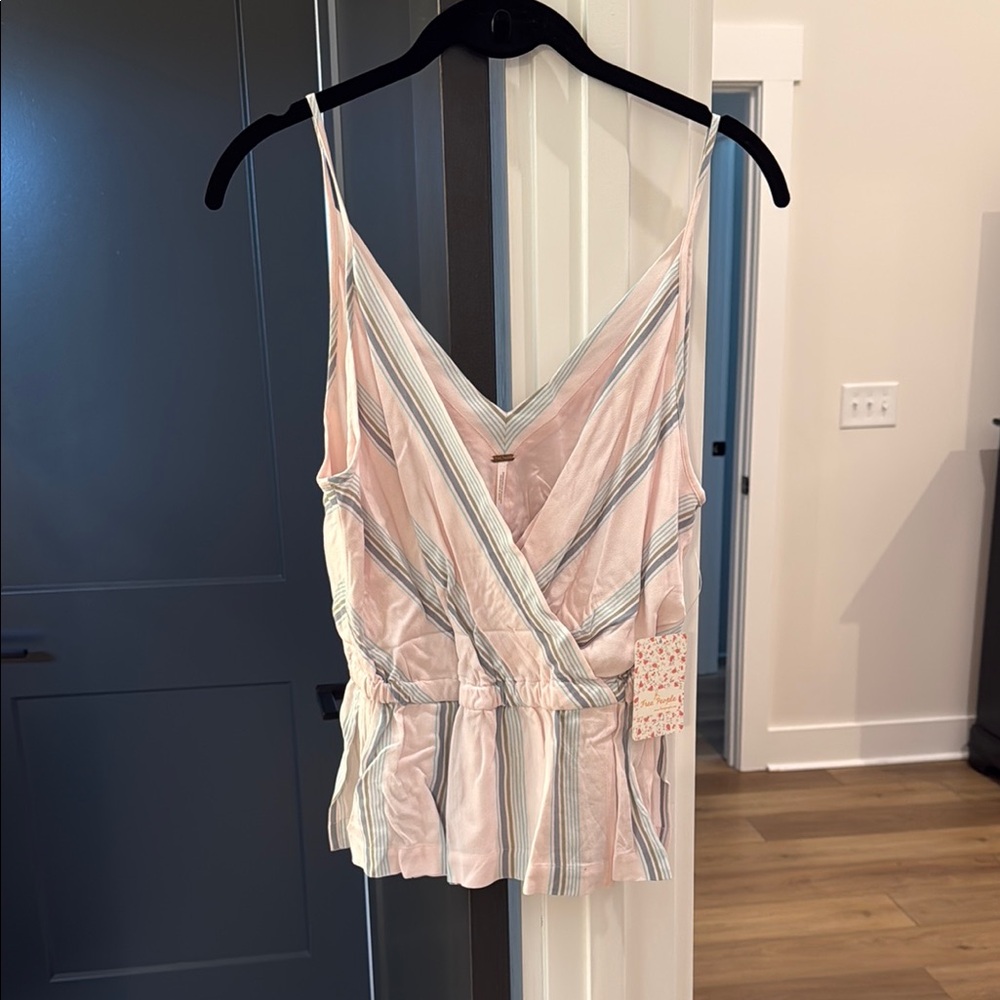 Free People Pink Peplum Wrap Camisole